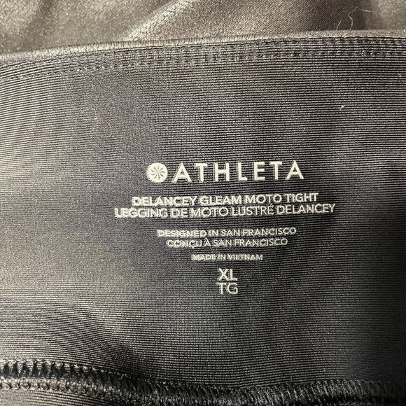 Athleta Women XL Black Athleisure High Rise Ankle Zip Delancey Gleam Moto Tight - Picture 10 of 12